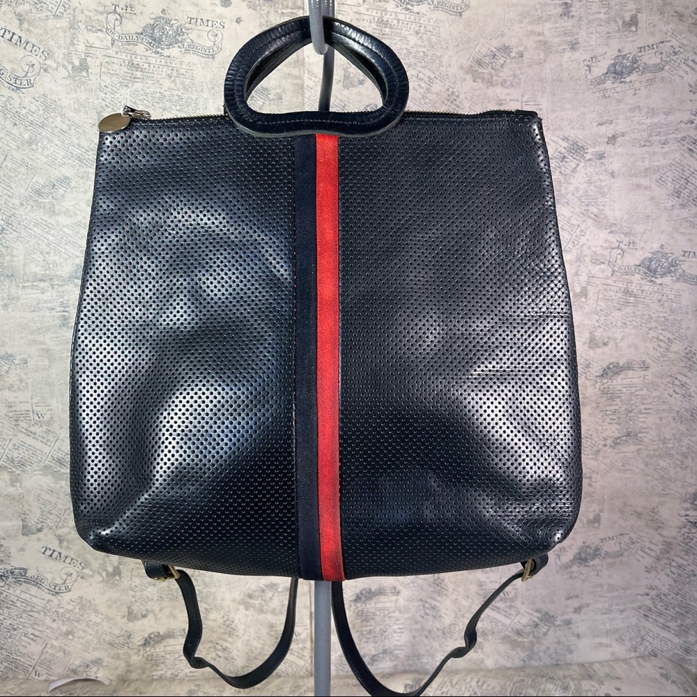 Clare V. Marcelle Black Perforated Leather Backpack